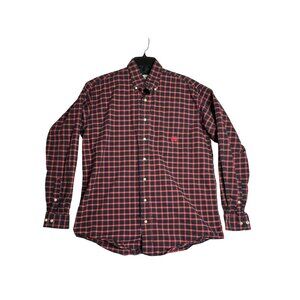 Cinch L/S Orange Plaid Western Work Rodeo Shirt Mens Medium